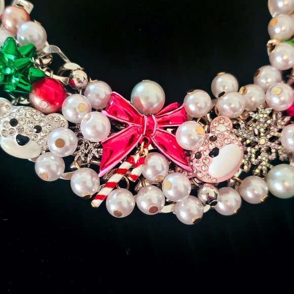 Betsey Johnson Holiday Christmas Statement Bib Choker Necklace Bracelet Set NEW - Picture 13 of 16